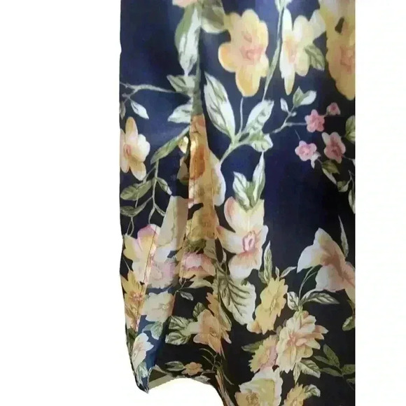 Vtg Barbizon Kaftan Blue Floral Lace Grandmacore Nightgown XXL Maxi Mumu - Picture 12 of 16